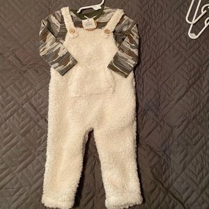 9-12 month Mud Pie fleece overalls